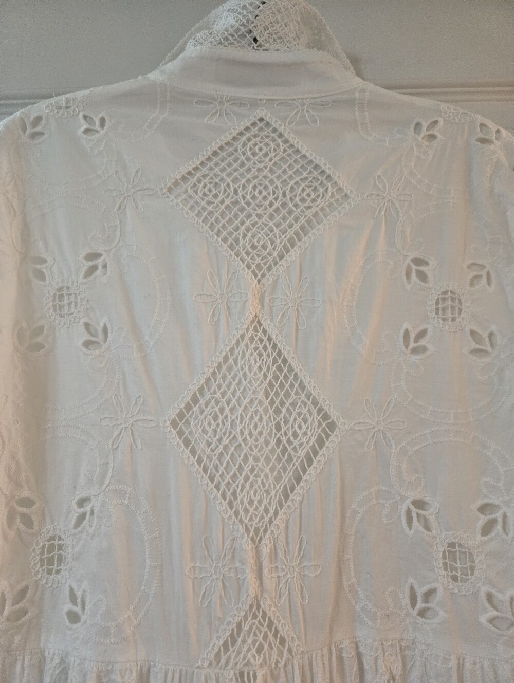 Zara White Eyelet Lace Belted Midi Shirt Dress M - Picture 10 of 14